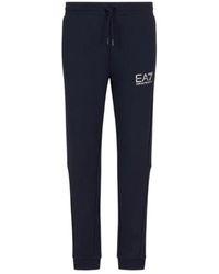 EA7 - Blauwe Logo Sweatpants 100% Katoen Materiaal - Lyst