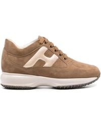 Hogan - Braune ledersneakers chunky gummisohle,rote sneakers für männer und frauen - Lyst