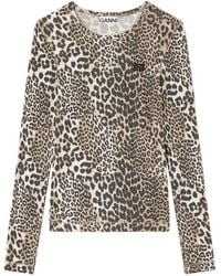 Ganni - Soft Cotton Rib Leo Long Sleeve - Lyst
