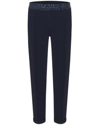 Cambio - Pantalones azul marino con cintura elástica y dobladillo vuelto - Lyst