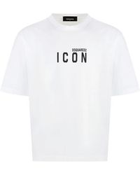 DSquared² - Tops ,Wit ,Katoen Icon Loose Fit T-Shirt - Lyst