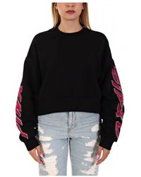 Pinko - Hoodies & Sweatvesten ,Zwart ,Katoen Nausicaa Sweatshirt - Lyst