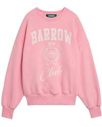 Barrow - Hoodies & Sweatvesten ,Roze ,Katoen Sweatshirt Met Open Rug - Lyst