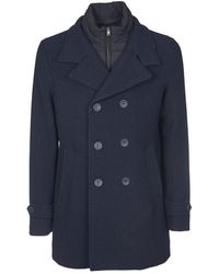 Herno - Jassen ,Blauw ,Wol Double-Breasted Jas - Lyst