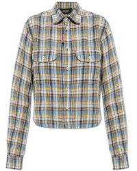 DSquared² - Overhemden ,Veelkleurig ,Linnen Linnen Geruit Overhemd - Lyst