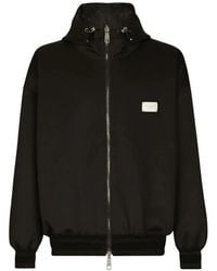 Dolce & Gabbana - Fitness ,Zwart ,Leer Gewatteerd Jack Met Logoplaat - Lyst