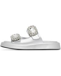 Loriblu - Schoenen ,Grijs ,Leer Muiltjes Van Zilver Leer Met Juweelgespen - Lyst