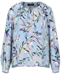 Marc Cain - Overhemden ,Blauw ,Katoen Blouse Met Allover-Lelieprint - Lyst