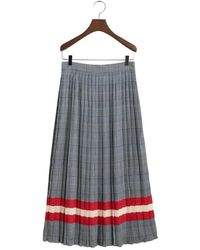 GANT - Rokken ,Blauw ,Polyester Geplooide Rok Met Ruitprint - Lyst