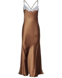 MC2 Saint Barth - Kleedjes ,Bruin ,Eydis Lange Slip Dress Zijde Kant 1831 - Lyst