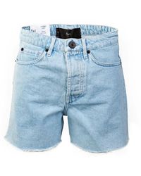 3x1 - Korte Broeken ,Blauw ,Denim Denim Shorts Met Raw Edge - Lyst