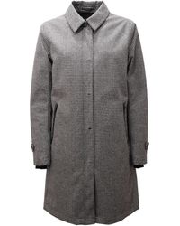 Herno - Jassen ,Zwart ,Wol Houndstooth Wollen Jas Met Afneembare Capuchon - Lyst