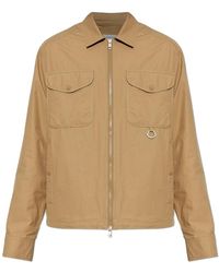Moncler - Jassen ,Bruin ,Katoen Jas Met Logo Patch - Lyst