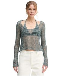 Pinko - Overhemden ,Groen ,Denali Knit Top - Lyst