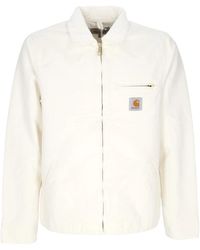 Carhartt - Jassen ,Wit ,Katoen Canvasjas Met Fluwelen Kraag - Lyst