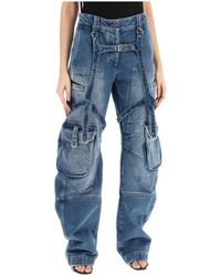 Off-White c/o Virgil Abloh - Jeans ,Blauw ,Katoen Cargo Jeans Met Harnasdetails - Lyst