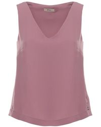 Herno - Tops ,Roze ,Leer Top Met V-Hals - Lyst