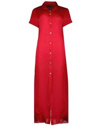 KHAITE - Kleedjes ,Rood ,Katoen Effy Rode Jurk - Lyst
