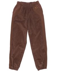 Nike - Fitness ,Bruin ,Katoen Corduroy Fleece High-Waisted Trainingsbroek - Lyst