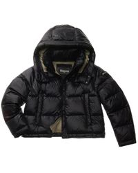 Blauer - Jassen ,Zwart ,Nylon Zwarte Winterjas Met Afneembare Kraag - Lyst