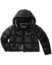 Blauer - Schwarze Winterjacke Mit Abnehmbarem Kragen - Lyst