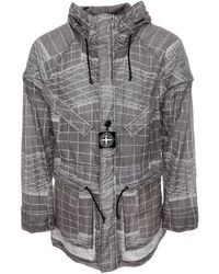 Stone Island - Jassen ,Grijs ,Reflecterende Grid Parka - Lyst