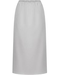 Rier - Rokken ,Grijs ,Katoen Elastische Taille Midi Rok - Lyst