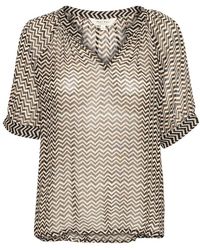 Part Two - Overhemden ,Veelkleurig ,Zig Zag Print Zwarte Top - Lyst