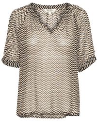 Part Two - Overhemden ,Veelkleurig ,Zig Zag Print Zwarte Top - Lyst