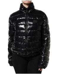 Dolce & Gabbana - Logo Plaque Full Zip Puffer Jacket - Lyst