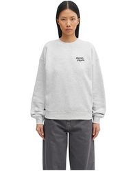 Maison Kitsuné - Hoodies & Sweatvesten ,Grijs ,Katoen Katoenen Sweatshirt Met Logoprint - Lyst