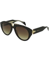 John Richmond - Zwarte Zonnebril Met Bruine Verlopende Lenzen - Lyst