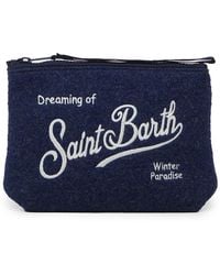 Mc2 Saint Barth - Blauwe Tweed Clutch Tas Met Logo - Lyst