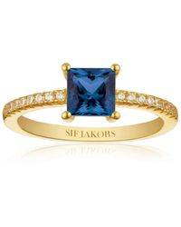 Sif Jakobs Jewellery - Quadrato vergoldeter ring mit blauem zirkon - Lyst