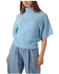 Notre-v - Truien & Vesten ,Blauw ,Wol Lichtblauwe Alpaca Gebreide Trui - Lyst