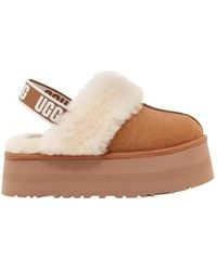 UGG - Braune Wildleder Lammfell Sandalen Funkette - Lyst