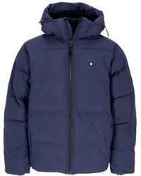Element - Jassen ,Blauw ,Polyester Waterafstotende Donsjas Met Verstelbare Capuchon - Lyst