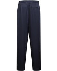 Giorgio Armani - Broeken ,Blauw ,Satijn Dubbele Zijden Satijnen Broek Met Één Plooi - Lyst