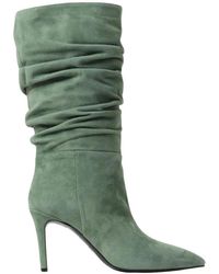 Via Roma 15 - Blaue Wildleder Kniehohe Stiefel - Lyst