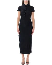 OTTOLINGER - Kleedjes ,Zwart ,Twisted Polo Midi Jurk - Lyst