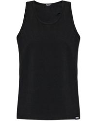 DSquared² - Tops ,Zwart ,Katoen Ribgebreide Mouwloze Lingerie Top - Lyst