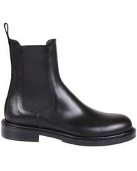 Guglielmo Rotta - Schwarzer leder-ankle-boot mit elastikeinsatz - Lyst