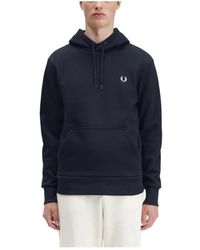 Fred Perry - Hoodies & Sweatvesten ,Blauw ,Katoen Klassiek Sweatshirt Met Capuchon En Sportieve Details - Lyst