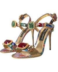 Dolce & Gabbana - Kristall jacquard knöchelriemen sandalen - Lyst