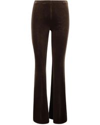 F.it - Broeken ,Bruin ,Polyester Fluwelen Broek Met Stretch En Wijde Pijpen - Lyst