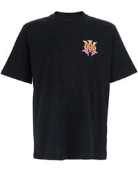 Amiri - Tops ,Zwart ,Katoen Zwart T-Shirt Met Ronde Hals En Printdetail Op De Voorkant En Maxiprint Op De Achterkant Van Katoen Voor - Lyst