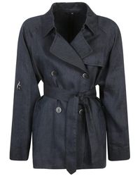 Fay - Jassen ,Blauw ,Denim Denim Linnen Jas Met Suède Details - Lyst