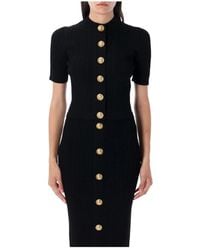 Balmain - Truien & Vesten ,Zwart ,Polyester Geribbelde Kabelgebreide Vest Noir Aw 25 - Lyst