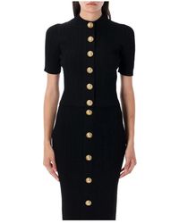 Balmain - Truien & Vesten ,Zwart ,Polyester Geribbelde Kabelgebreide Vest Noir Aw 25 - Lyst