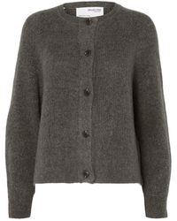 SELECTED - Truien & Vesten ,Grijs ,Gebreid Kort Vest - Lyst